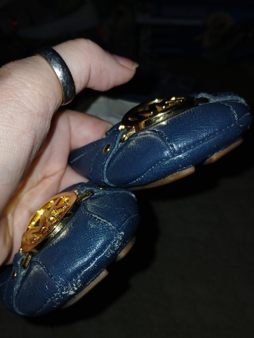 MICHAEL Michael Kors Blue Fulton Flats w/MK Emblem - Picture 4 of 6